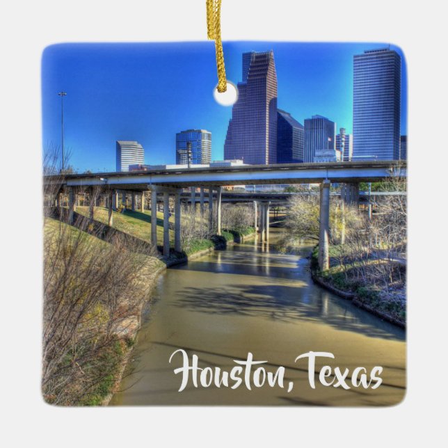 Houston, Texas Keepsake Christmas Ceramic Ornament (Front)