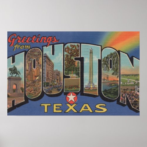 Houston Texas _ Large Letter Scenes Poster