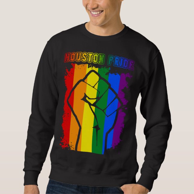 Houston Texas LGBT Pride Month LGBTQ Rainbow Flag Sweatshirt (Front)