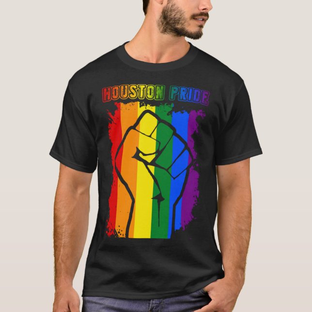 Houston Texas LGBT Pride Month LGBTQ Rainbow Flag T-Shirt (Front)