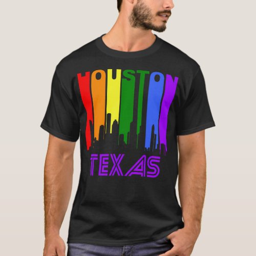 Houston Texas Lgbtq Gay Pride Rainbow Skyline T_Shirt