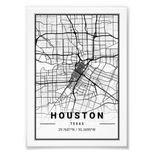 Houston _ Texas Ligth City Map Photo Print