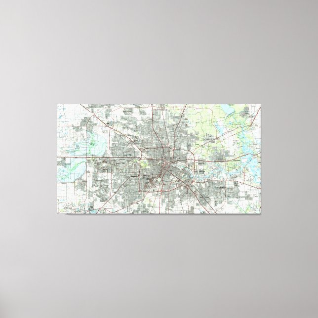 Houston Texas Map (1992) Canvas Print (Front)