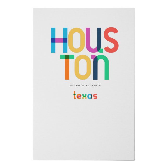 Houston Texas Mid Century, Pop Art, Faux Canvas Print (Front)