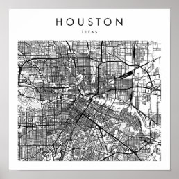 Houston Texas Minimal Modern Street Map Poster
