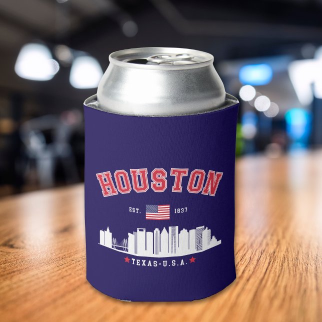 Houston Texas Modern Skyline Design Can Cooler (Creator Uploaded)