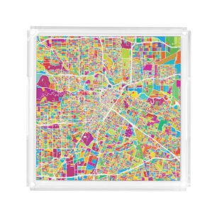 Houston, Texas Neon Map Acrylic Tray
