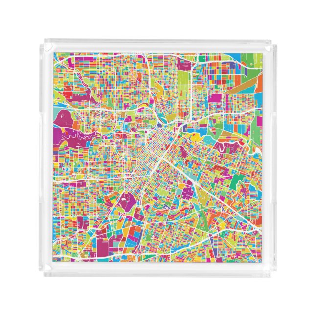 Houston, Texas | Neon Map Acrylic Tray (Front)