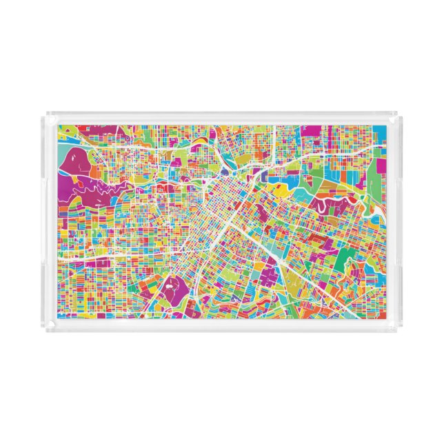 Houston, Texas | Neon Map Acrylic Tray (Front)