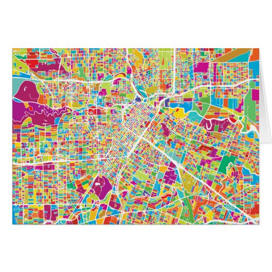 Houston, Texas | Neon Map Cards (Front Horizontal)