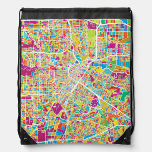 Houston, Texas   Neon Map Drawstring Bag