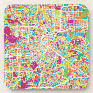 Houston, Texas Neon Map Drink Coaster