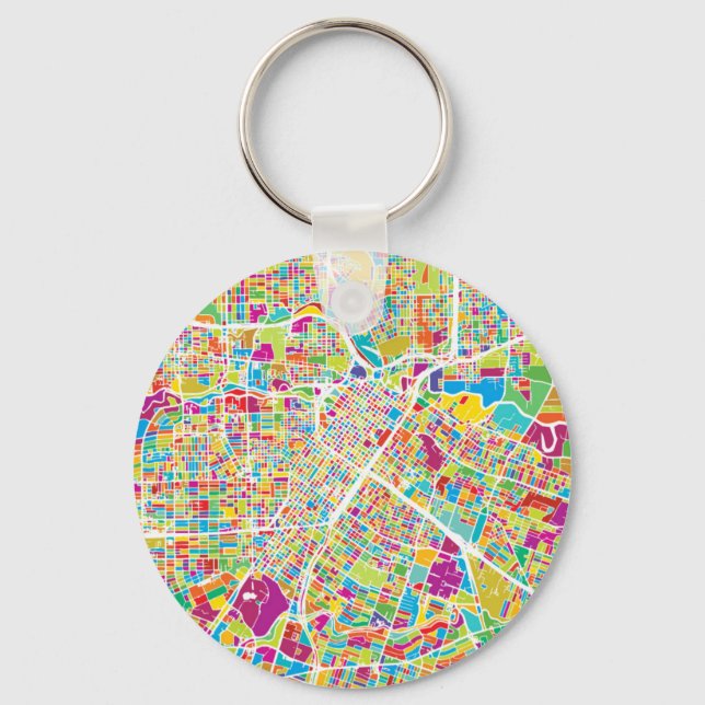 Houston, Texas | Neon Map Keychain (Front)