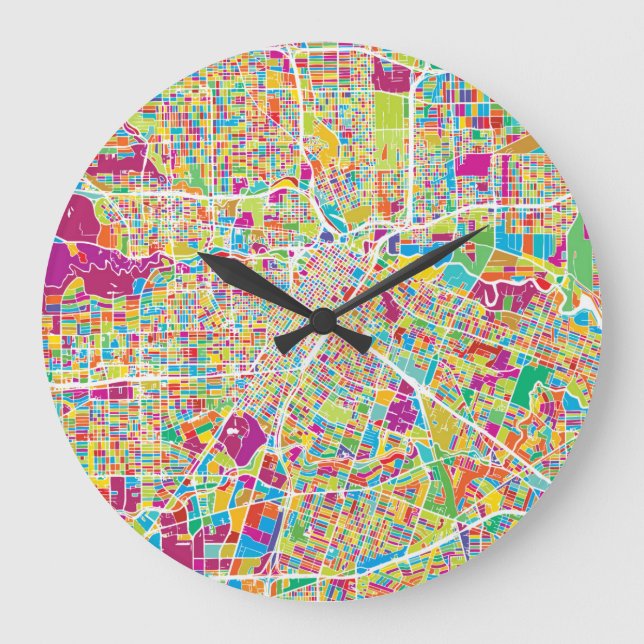 Houston, Texas | Neon Map Large Clock (Front)