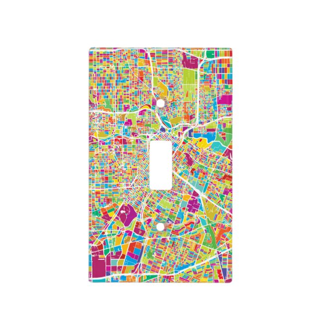 Houston, Texas | Neon Map Light Switch Cover (Front)