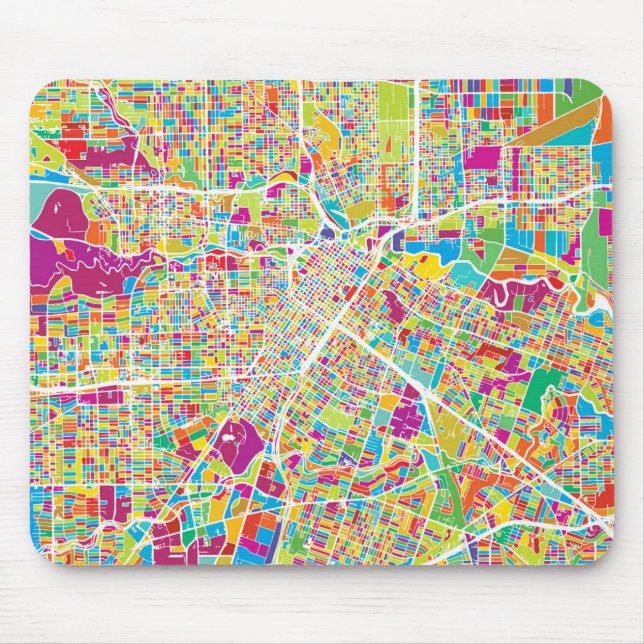 Houston, Texas | Neon Map Mouse Pad (Front)