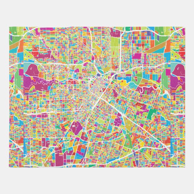 Houston, Texas | Neon Map Rug (Front)