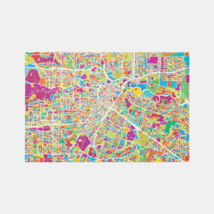 Houston, Texas   Neon Map Rug