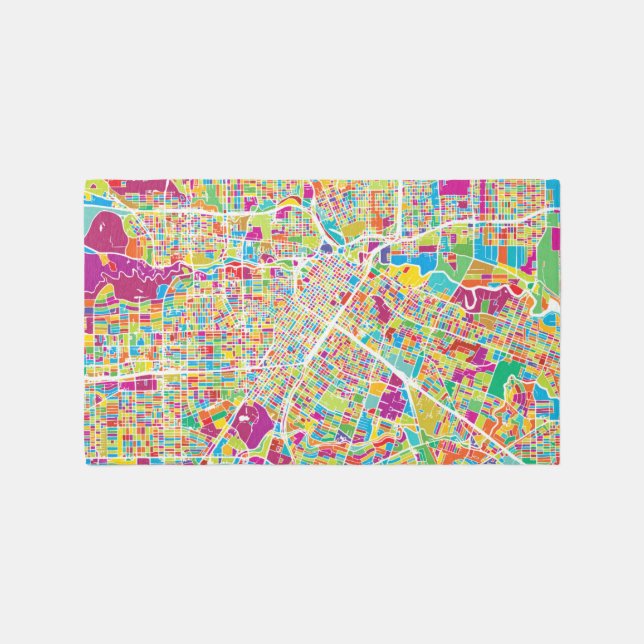 Houston, Texas | Neon Map Rug (Front)