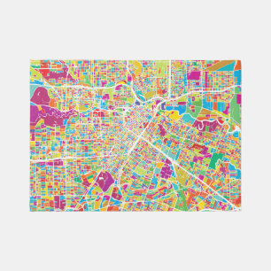 Houston, Texas   Neon Map Rug