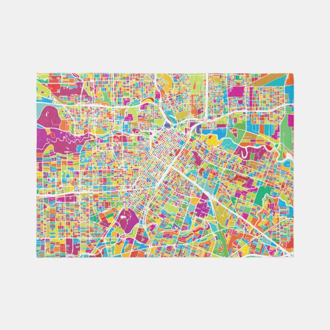 Houston, Texas | Neon Map Rug (Front)