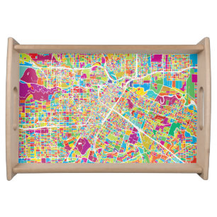 Houston, Texas   Neon Map Serving Tray
