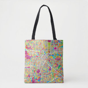 Houston, Texas Neon Map Tote Bag