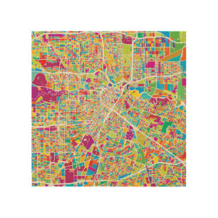 Houston, Texas Neon Map Wood Wall Decor