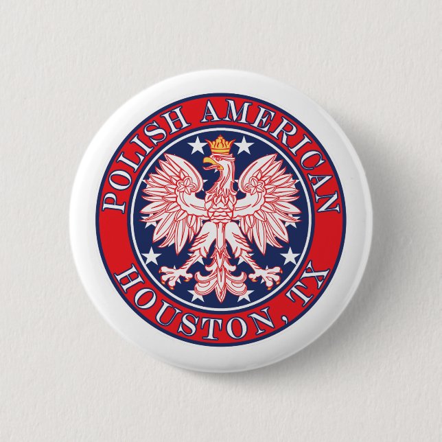 Houston Texas Polish American Eagle Button (Front)