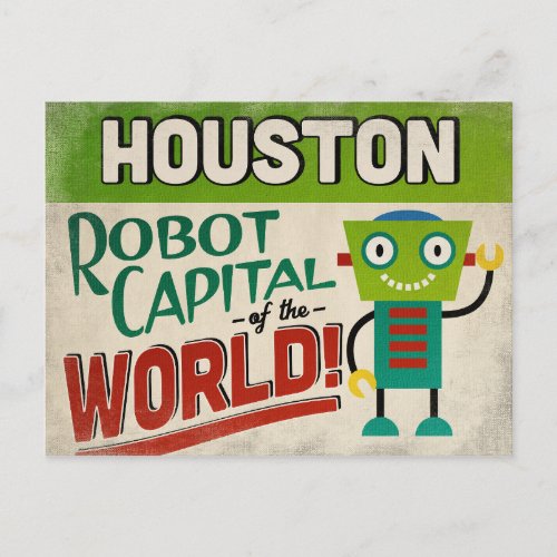 Houston Texas Robot _ Funny Vintage Postcard