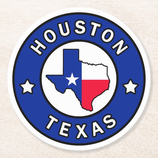 Houston Texas Round Paper Coaster (Front)