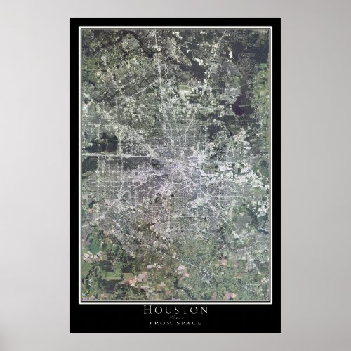 Houston Texas Satellite Poster Map