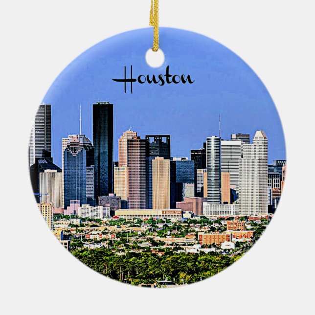 Houston, Texas scenic cityscape photo Ceramic Ornament (Back)
