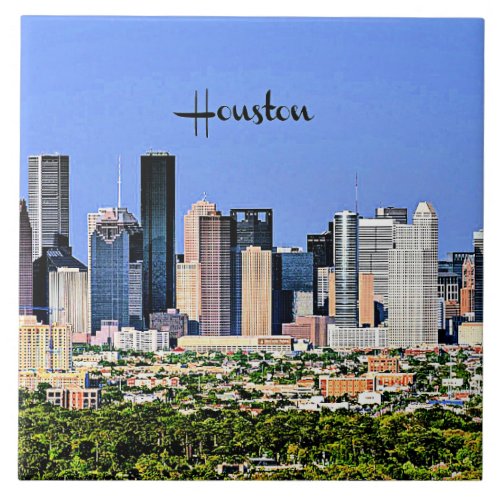 Houston Texas scenic cityscape photo Ceramic Tile