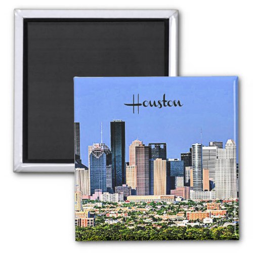Houston Texas scenic cityscape photo Magnet