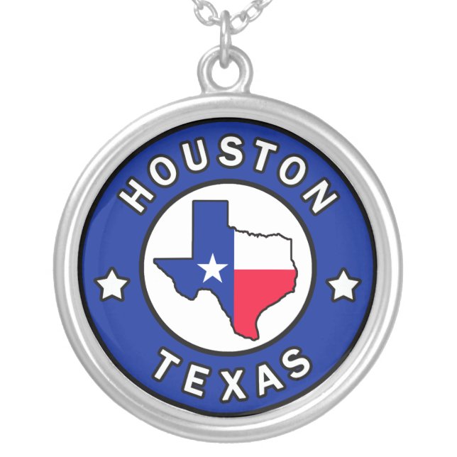 Houston Texas Silver Plated Necklace (Front)