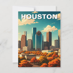 Houston Texas Skyline Cityscape fall Postcard