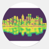 Houston Texas Skyline Full Moon' Sticker