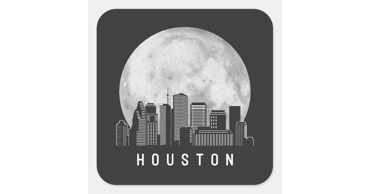 Houston Texas Skyline Full Moon' Sticker