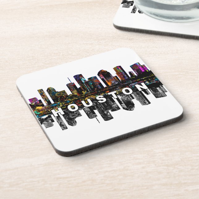 Houston, Texas skyline in graffiti  Beverage Coaster (Left Side)