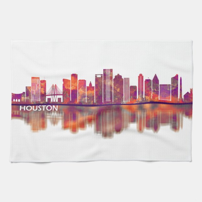 Houston Texas Skyline Kitchen Towel (Horizontal)