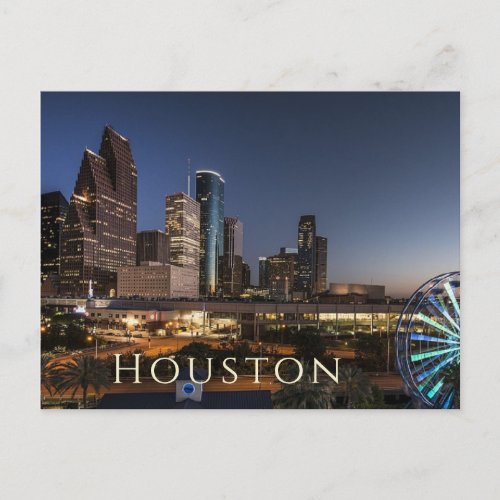 Houston Texas Skyline NIght Lights Postcard