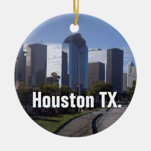 Houston Texas Skyline Panoramic Ceramic Ornament