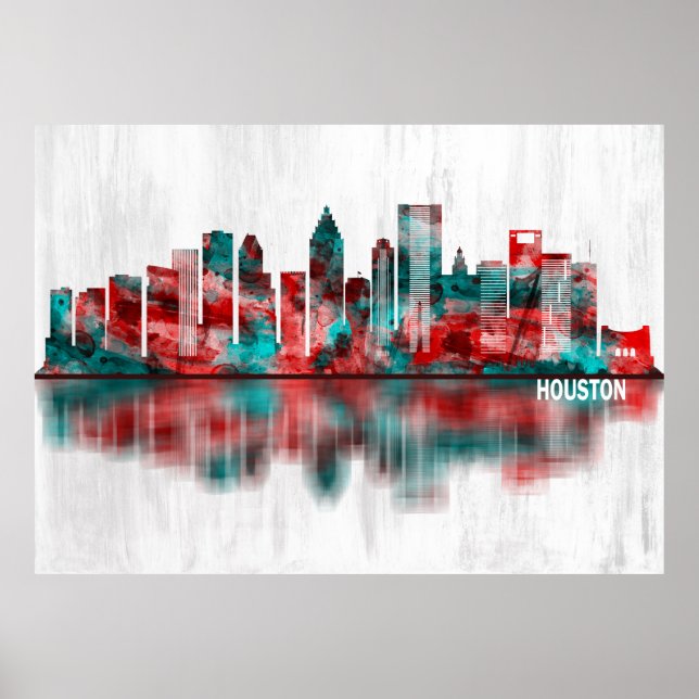 Houston Texas Skyline Poster (Front)