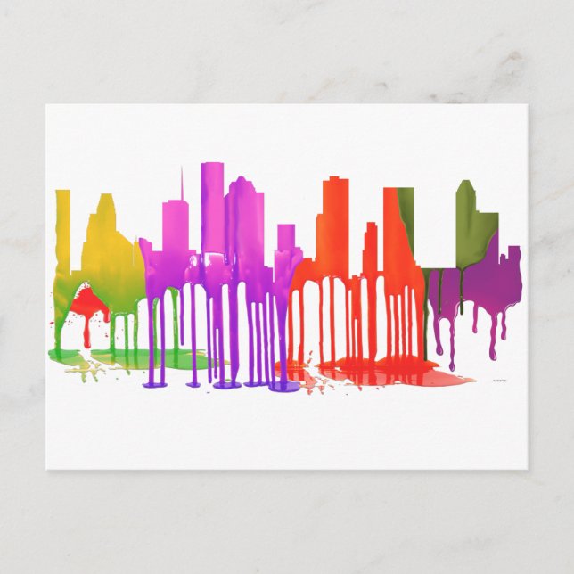 HOUSTON TEXAS SKYLINE PUDDLES - POSTCARD (Front)