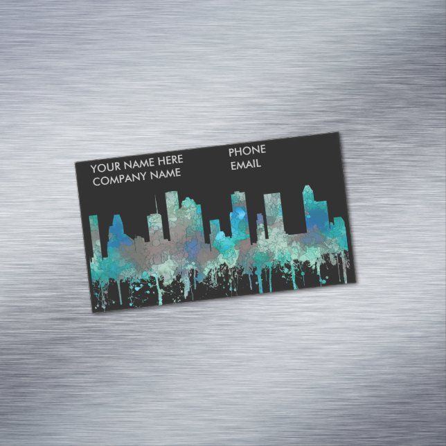 Houston, Texas Skyline - SG Jungle Business Card Magnet (In Situ)