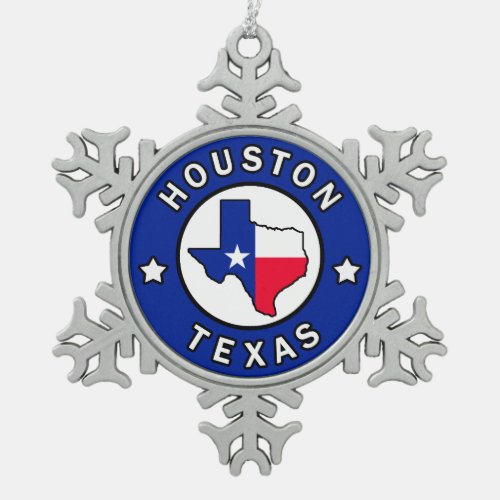 Houston Texas Snowflake Pewter Christmas Ornament