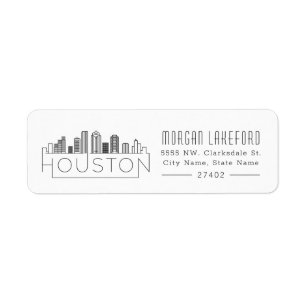 Houston, Texas Stylized Skyline Label