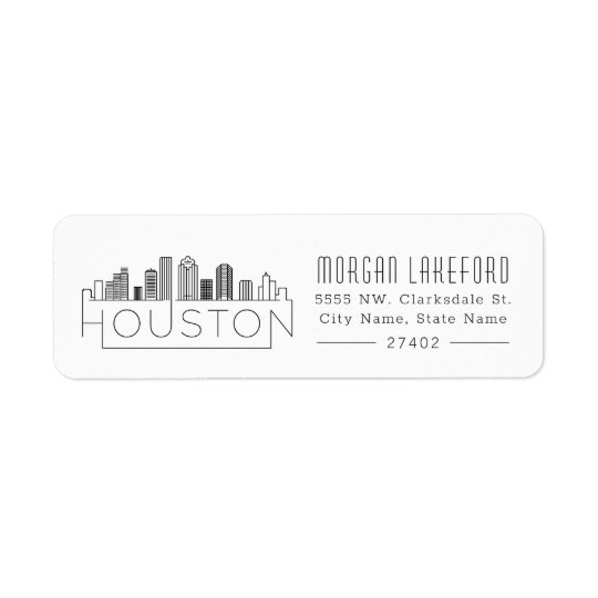 Houston, Texas Stylized Skyline Label