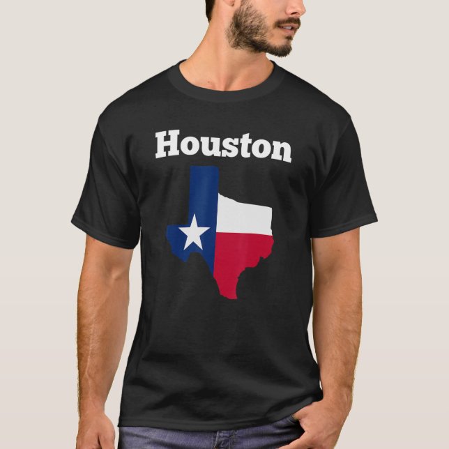 Houston Texas   Texas Graphic Tees Texas Flag Map (Front)